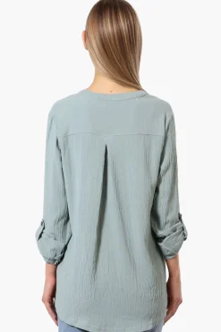 Urbanology Button Down Roll Up Sleeve Shirt - Mint