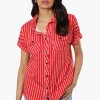 Urbanology Plaid Front Flap Pocket Shirt - Red