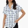 Urbanology Plaid Front Flap Pocket Shirt - White