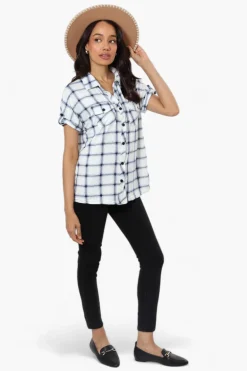Urbanology Plaid Front Flap Pocket Shirt - White