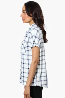 Urbanology Plaid Front Flap Pocket Shirt - White