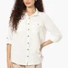 Urbanology Roll Up Sleeve Button Down Shirt - White