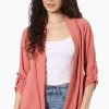 Urbanology Roll Up Sleeve Open Wrap Cardigan - Pink