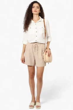Urbanology Roll Up Sleeve Button Down Shirt - White