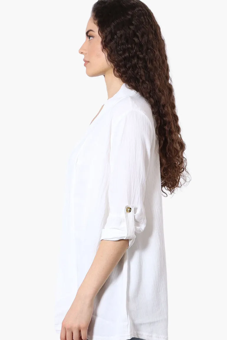 Urbanology Roll Up Sleeve Open Wrap Cardigan - White
