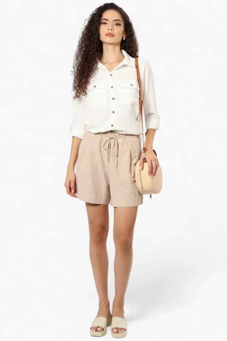 Urbanology Roll Up Sleeve Button Down Shirt - White