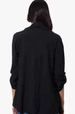 Urbanology Roll Up Sleeve Open Wrap Cardigan - Black