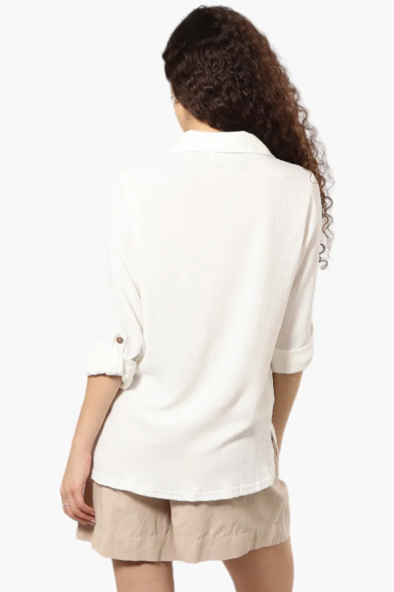 Urbanology Roll Up Sleeve Button Down Shirt - White