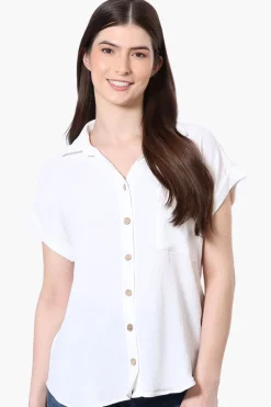 Urbanology Short Sleeve Button Down Shirt - White