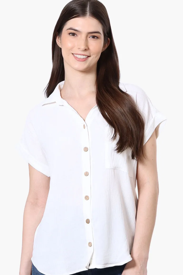 Urbanology Short Sleeve Button Down Shirt - White