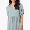 Urbanology Short Sleeve Babydoll Day Dress - Mint