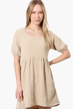 Urbanology Short Sleeve Babydoll Day Dress - Cream