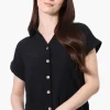 Urbanology Short Sleeve Button Down Shirt - Black