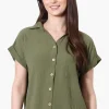 Urbanology Short Sleeve Button Down Shirt - Olive
