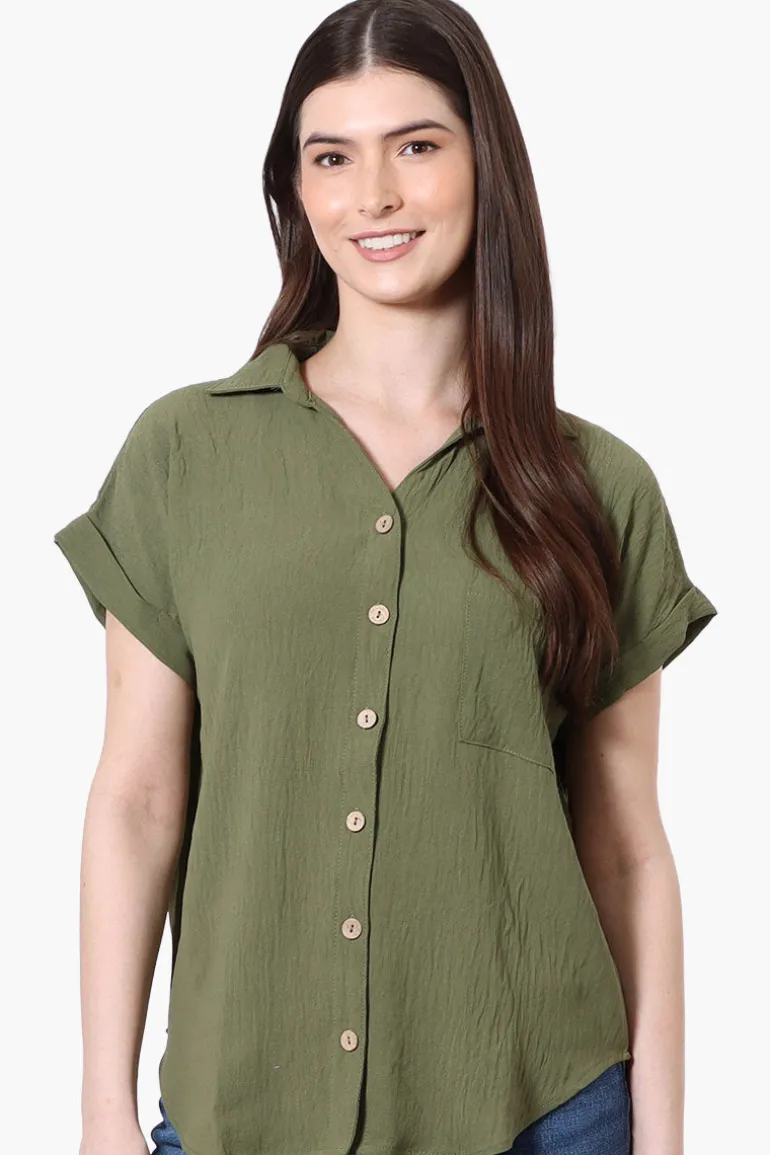 Urbanology Short Sleeve Button Down Shirt - Olive