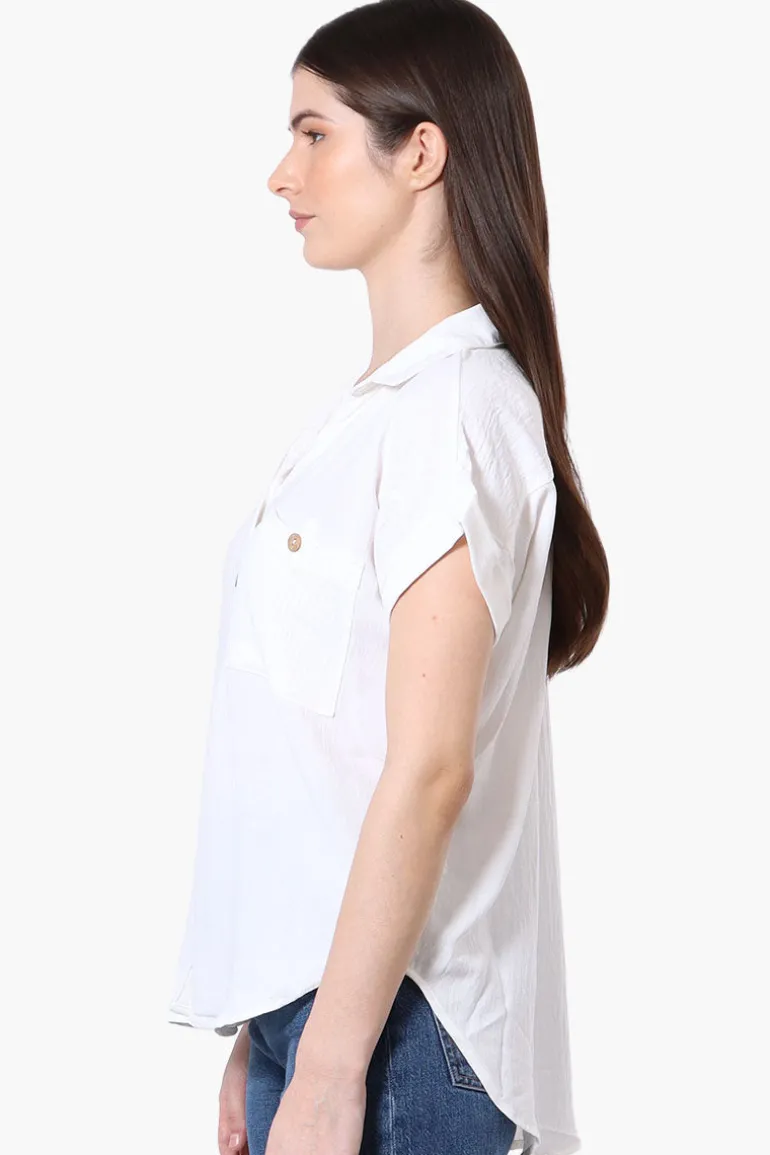 Urbanology Short Sleeve Button Down Shirt - White