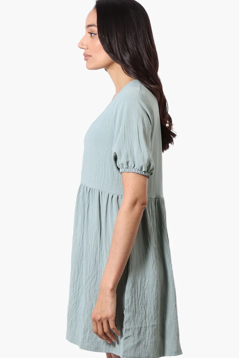 Urbanology Short Sleeve Babydoll Day Dress - Mint