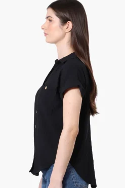 Urbanology Short Sleeve Button Down Shirt - Black