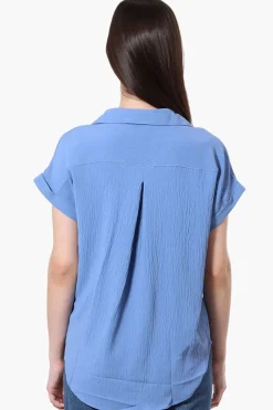 Urbanology Short Sleeve Button Down Shirt - Blue