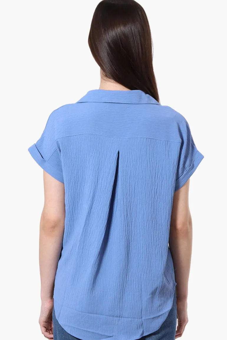 Urbanology Short Sleeve Button Down Shirt - Blue