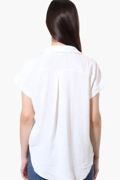 Urbanology Short Sleeve Button Down Shirt - White
