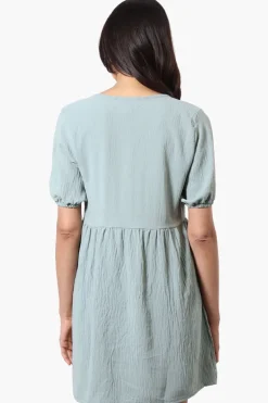 Urbanology Short Sleeve Babydoll Day Dress - Mint
