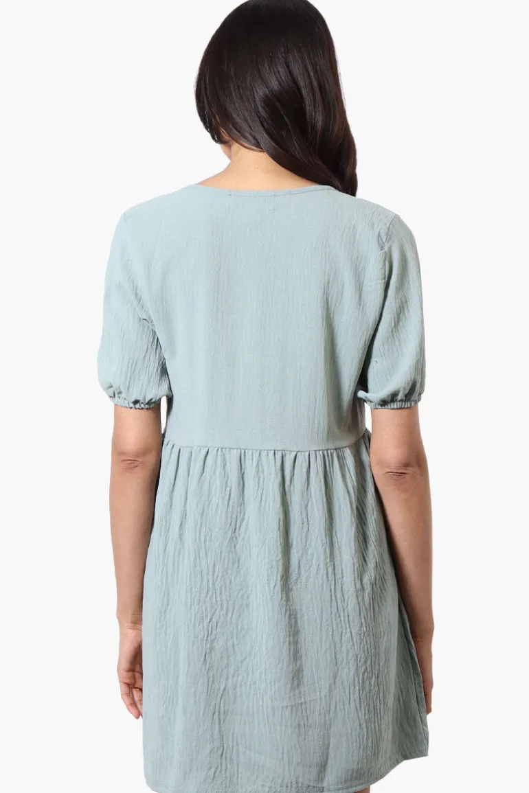 Urbanology Short Sleeve Babydoll Day Dress - Mint