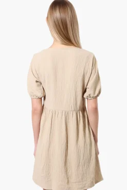 Urbanology Short Sleeve Babydoll Day Dress - Cream