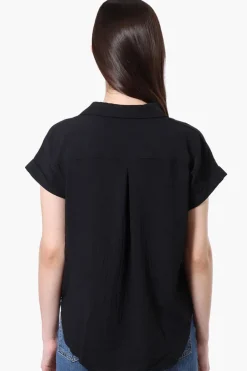 Urbanology Short Sleeve Button Down Shirt - Black