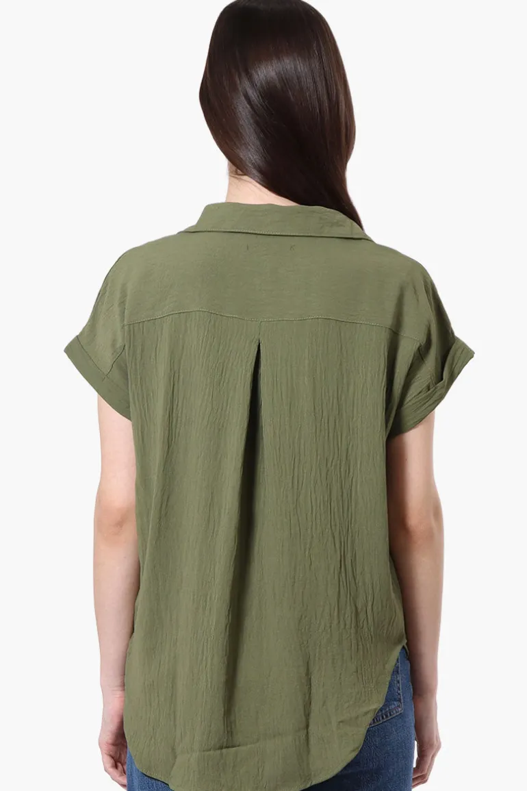 Urbanology Short Sleeve Button Down Shirt - Olive