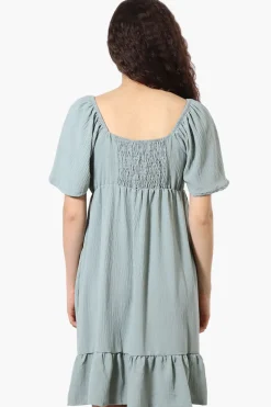 Urbanology Short Sleeve Smock Back Day Dress - Mint