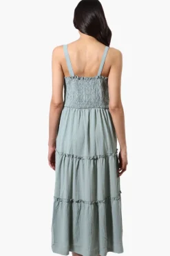 Urbanology Smocked Tiered Maxi Dress - Mint