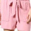 Urbanology Solid Belted Shorts - Pink
