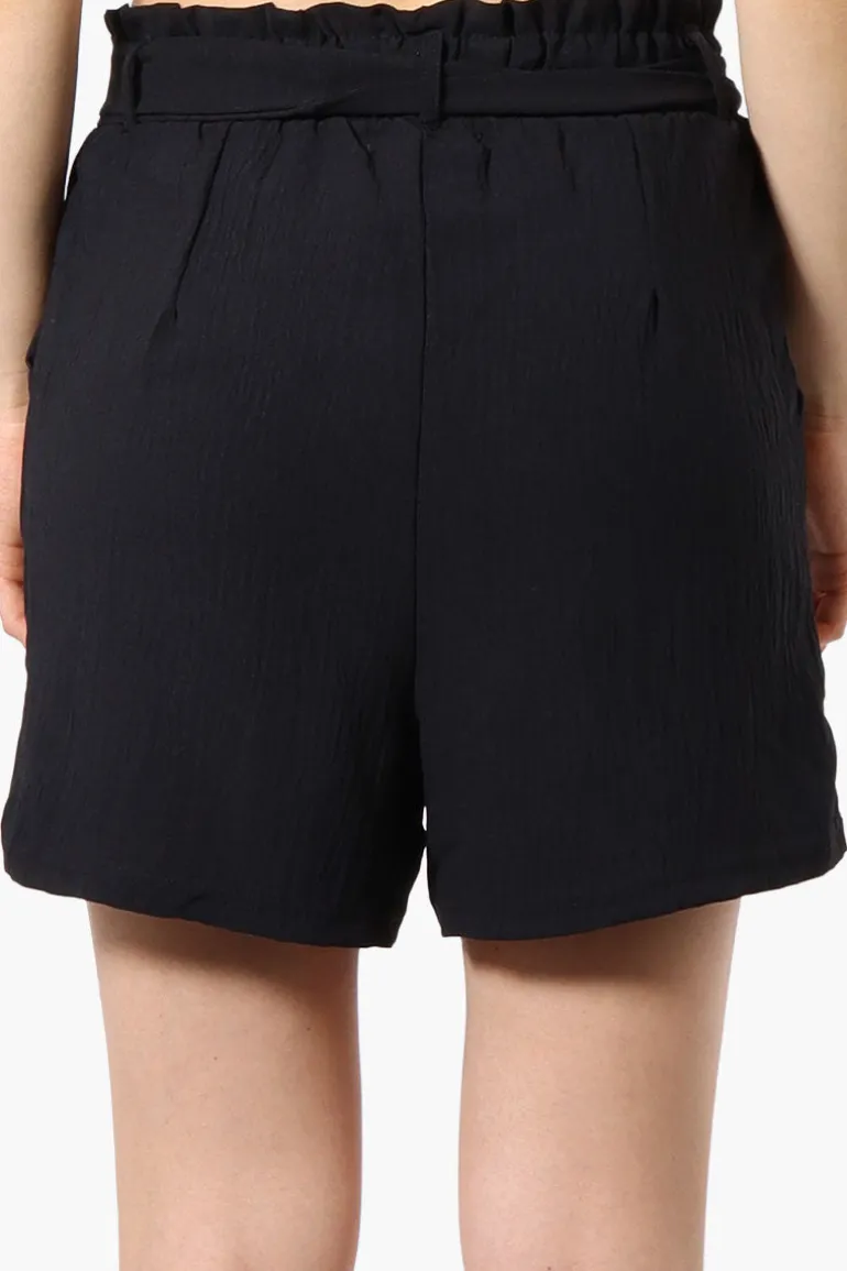 Urbanology Solid Belted Shorts - Black