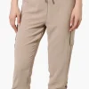 Urbanology Tie Waist Cargo Pocket Pants - Cream