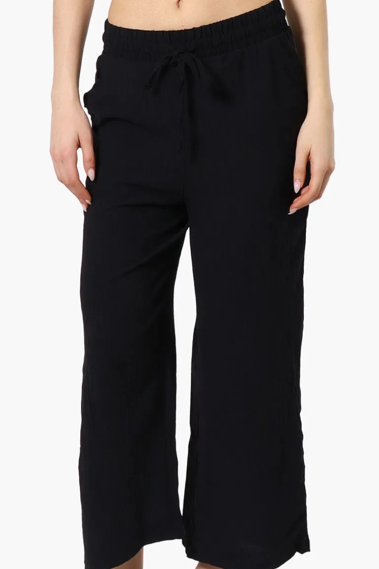 Urbanology Tie Waist Culotte Pants - Black