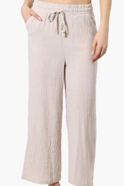 Urbanology Tie Waist Culotte Pants - Beige