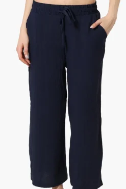 Urbanology Tie Waist Culotte Pants - Navy