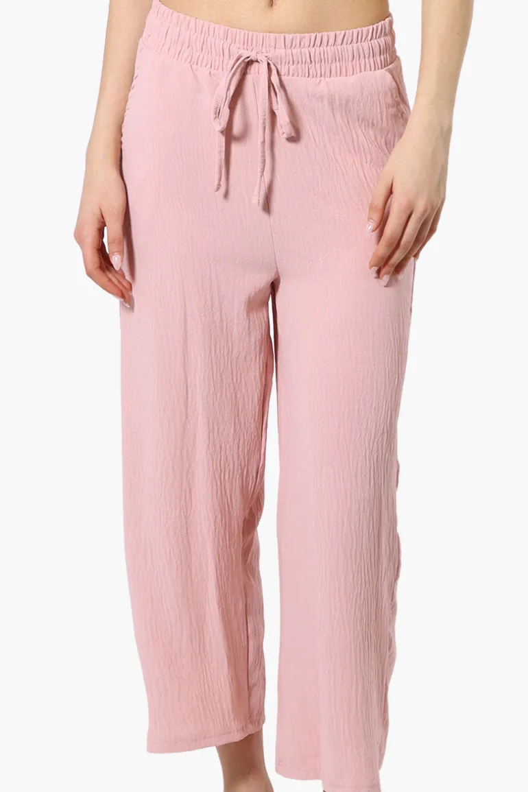 Urbanology Tie Waist Culotte Pants - Pink