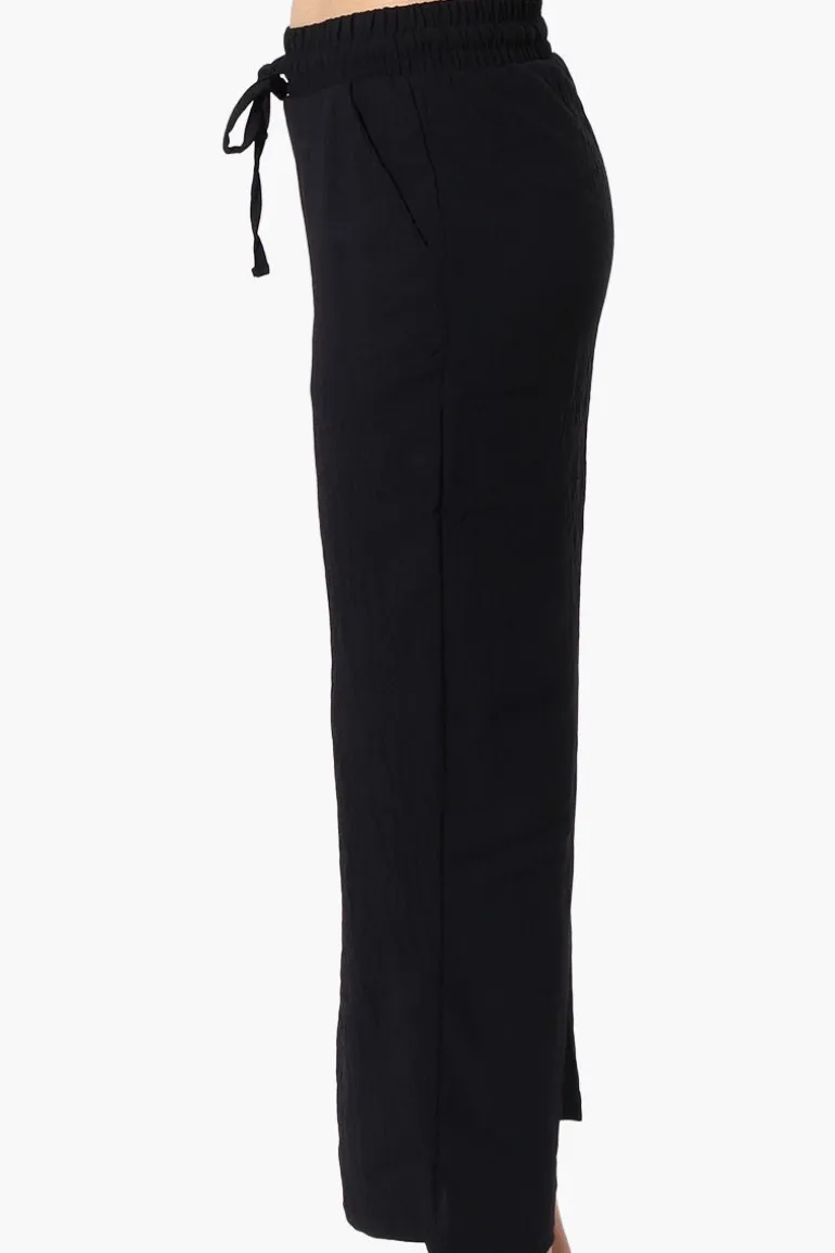 Urbanology Tie Waist Culotte Pants - Black