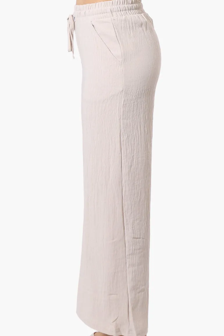 Urbanology Tie Waist Culotte Pants - Beige