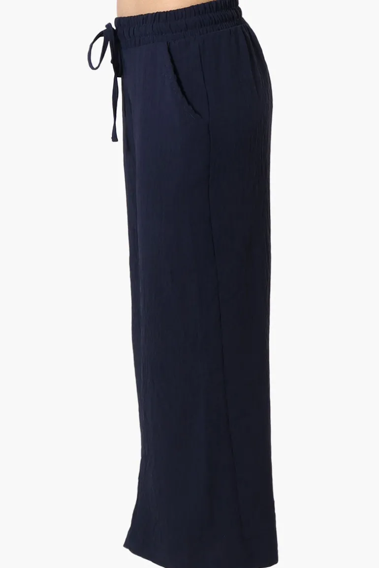 Urbanology Tie Waist Culotte Pants - Navy