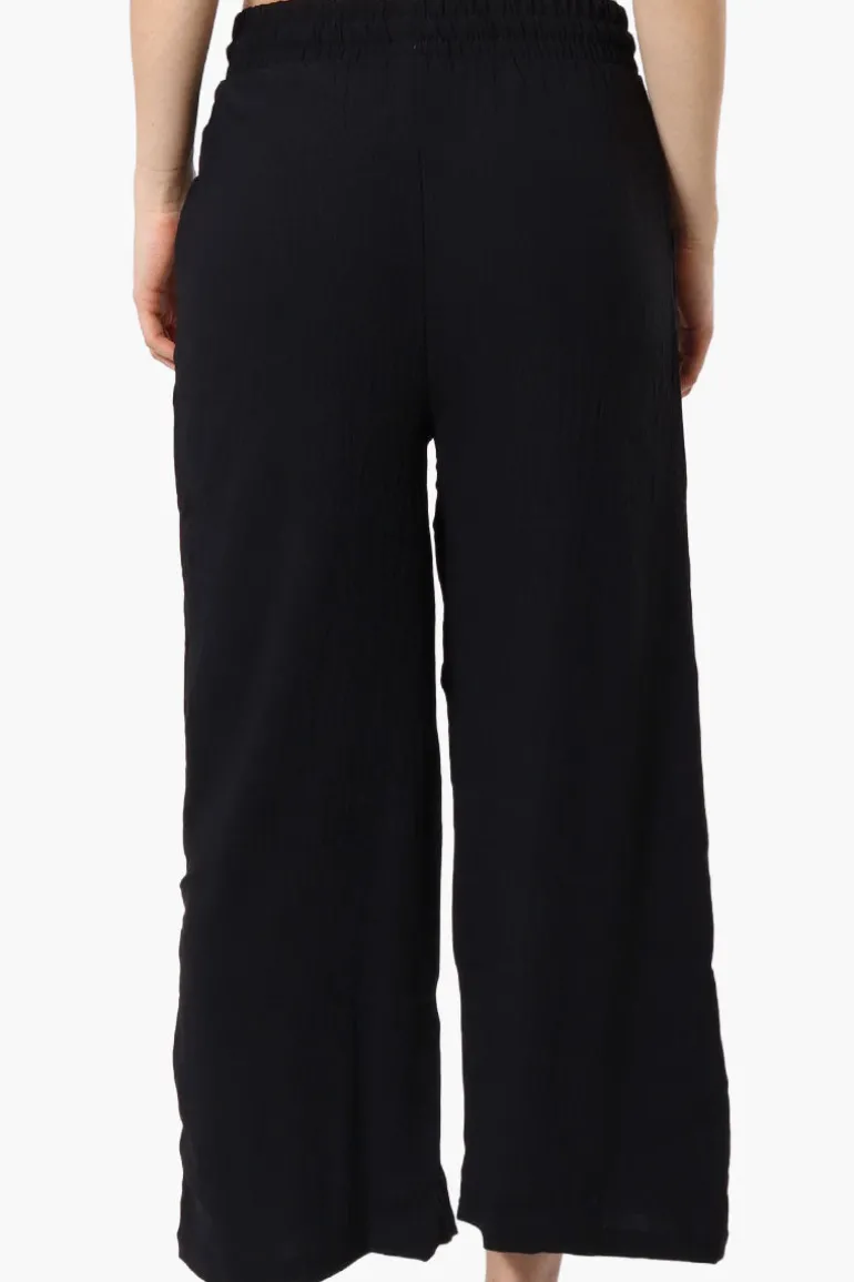 Urbanology Tie Waist Culotte Pants - Black